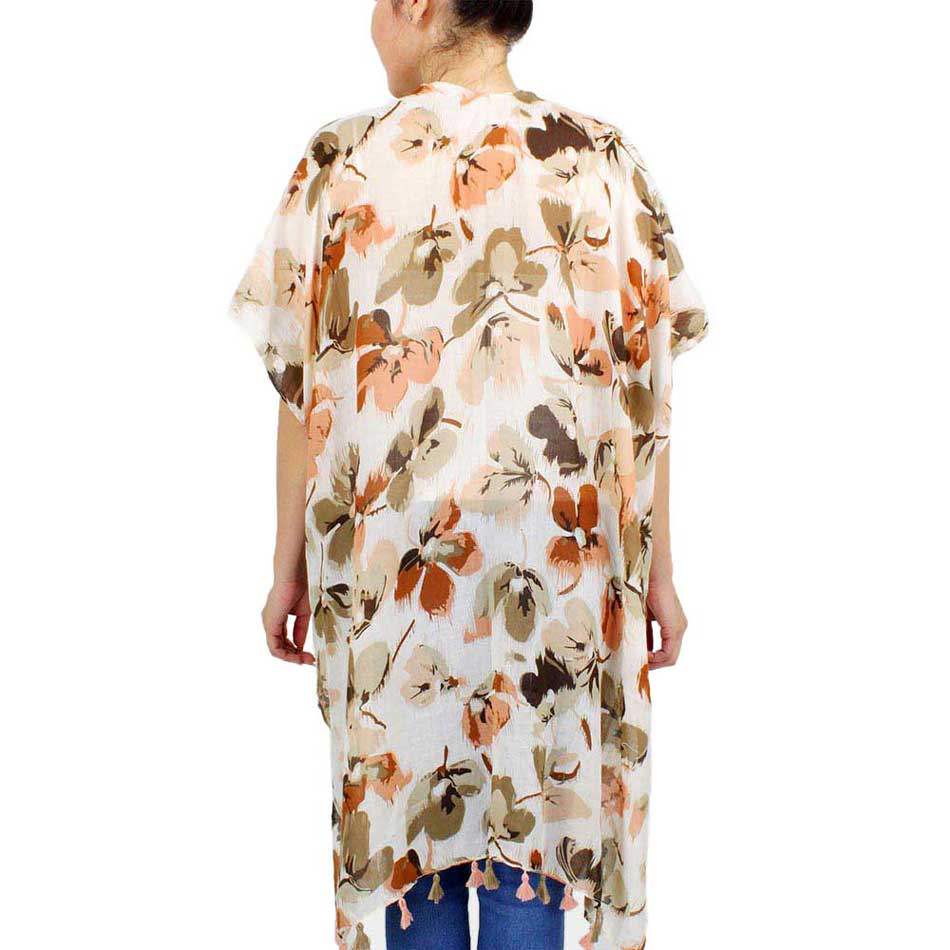 Fashionable Flower Printed Cover Up Kimono Poncho - Madeline Love - Flyclothing LLC