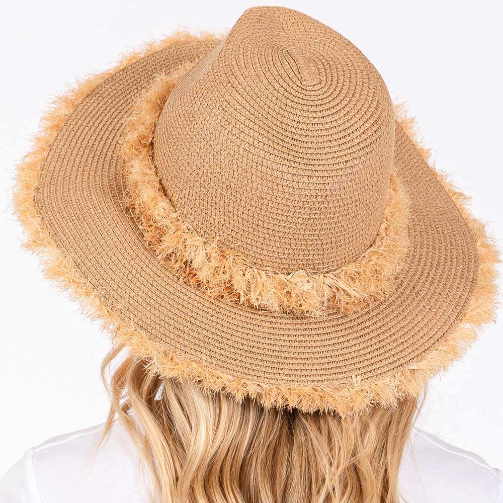 Frayed Band and Trip Straw Sun Hat - Madeline Love - Flyclothing LLC