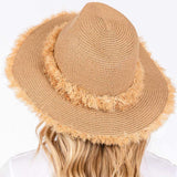 Frayed Band and Trip Straw Sun Hat - Madeline Love - Flyclothing LLC