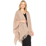 Geometry Open Knit Ruana With Fringe - Madeline Love - Flyclothing LLC