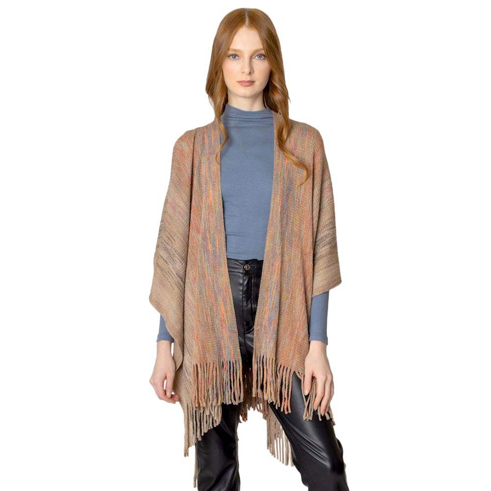 Multi Colored Metallic Knit Ruana - Madeline Love - Flyclothing LLC