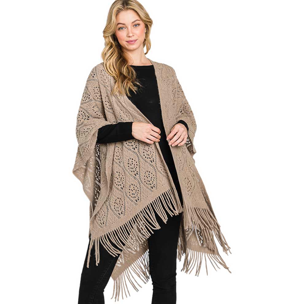 Paisley Patterned Fringe Ruana Poncho - Madeline Love - Flyclothing LLC