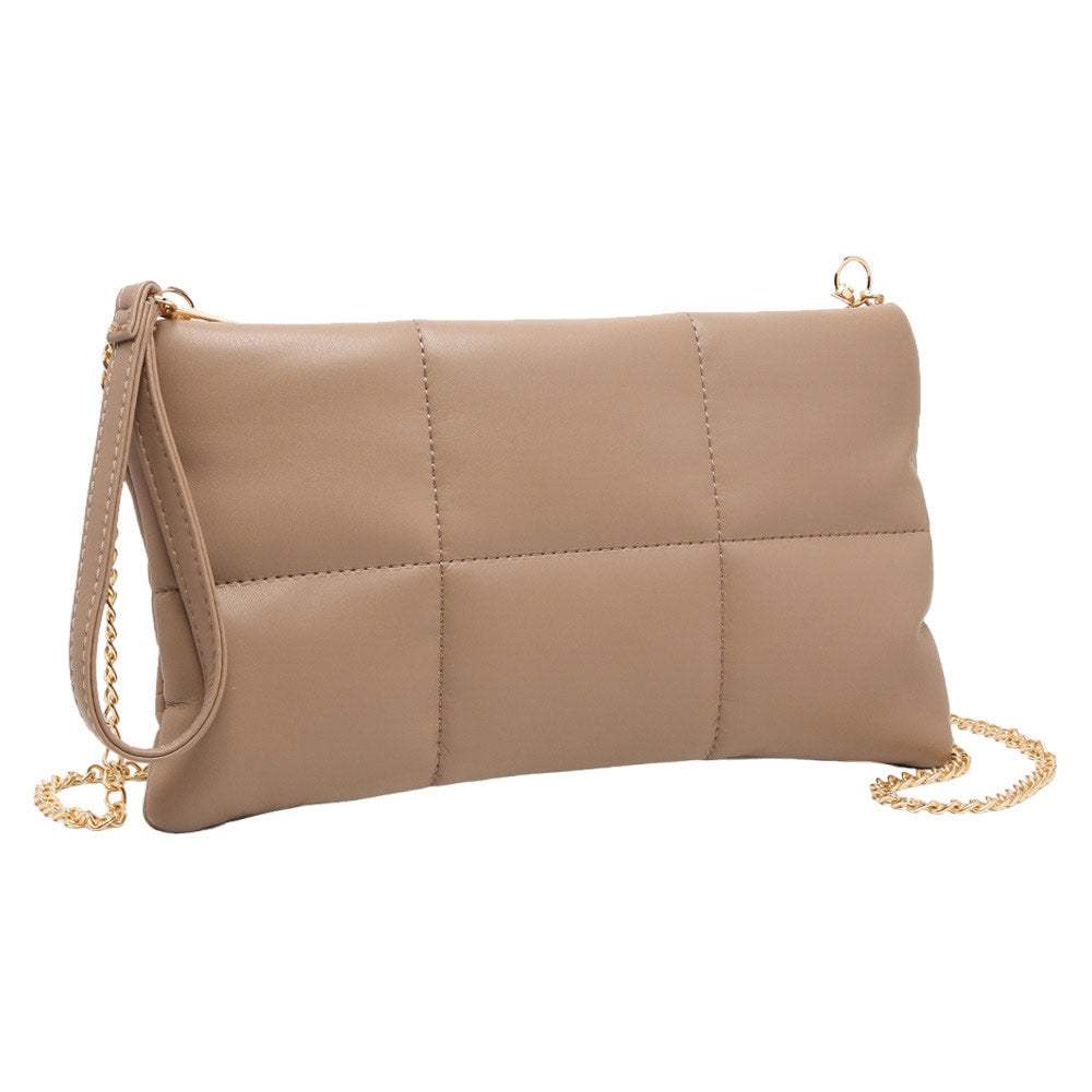 Quilted Solid Faux Leather Crossbody Bag - Madeline Love - Flyclothing LLC