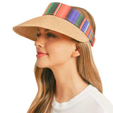 Serape Straw Visor Sun Hat - Madeline Love - Flyclothing LLC