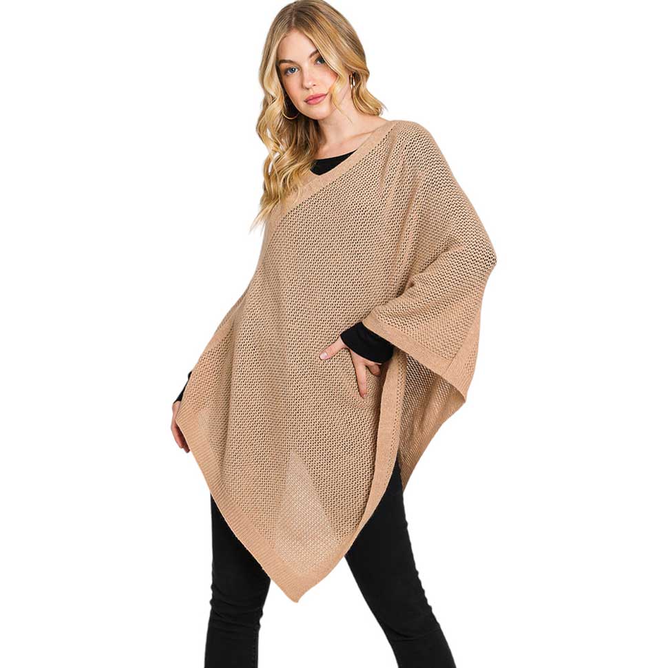 Solid Knit Loose Fit Poncho Ruana - Madeline Love - Flyclothing LLC