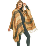 Stripe Chevron Tassel Ruana - Madeline Love - Flyclothing LLC