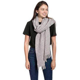 Striped Pattern Wool Mix Fringe Scarf - Madeline Love - Flyclothing LLC