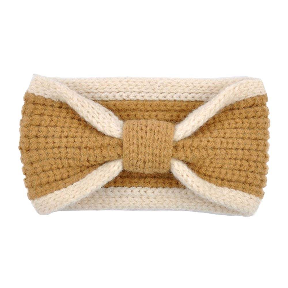 Two Tone Knit Bow Earmuff Headband - Madeline Love - Flyclothing LLC