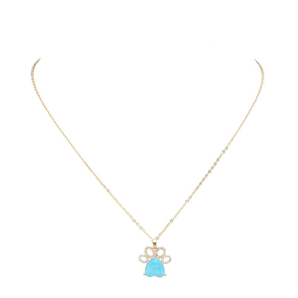 Glittered Heart Pointed Paw Pendant Necklace - Madeline Love - Flyclothing LLC