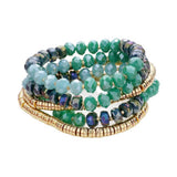5PCS Faceted Heishi Beaded Multi Layered Stretch Bracelets - Madeline Love - Flyclothing LLC