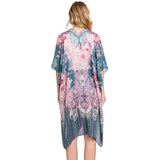 Abstract Paisley Flower Print Kimono Poncho - Madeline Love - Flyclothing LLC