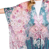 Abstract Paisley Flower Print Kimono Poncho - Madeline Love - Flyclothing LLC