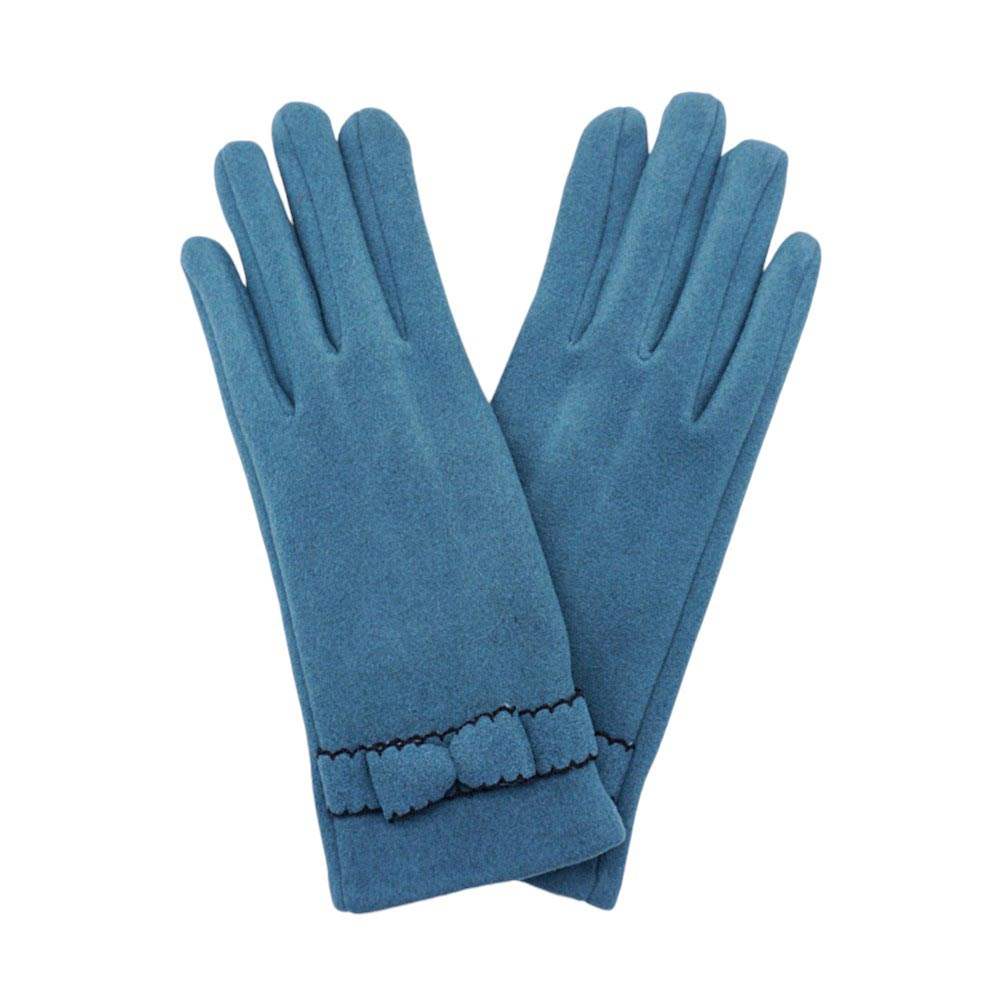 Bow Pointed Faux Suede Smart Touch Gloves - Madeline Love - Flyclothing LLC