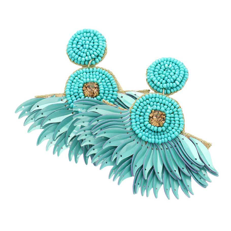 Felt Back Seed Beaded Boho Fringe Dangle Earrings - Madeline Love - Flyclothing LLC