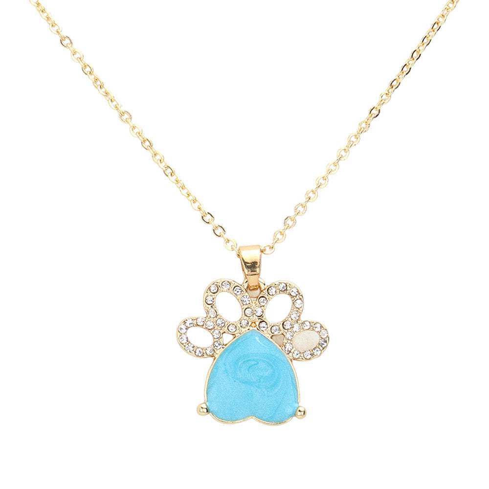 Glittered Heart Pointed Paw Pendant Necklace - Madeline Love - Flyclothing LLC