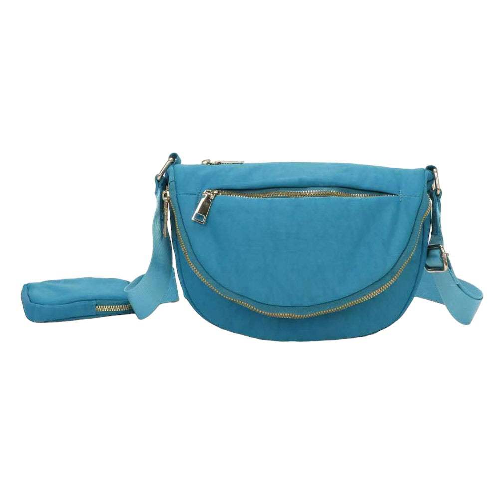Half Round Solid Nylon Crossbody Bag - Madeline Love - Flyclothing LLC