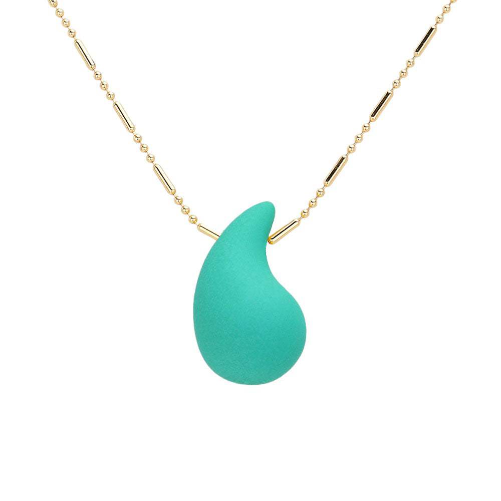 Matte Colored Teardrop Pendant Necklace - Madeline Love - Flyclothing LLC