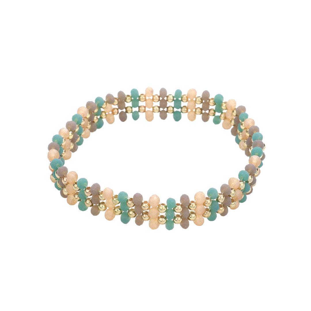 Metal Ball Faceted Beaded Stretch Bracelet - Madeline Love - Flyclothing LLC