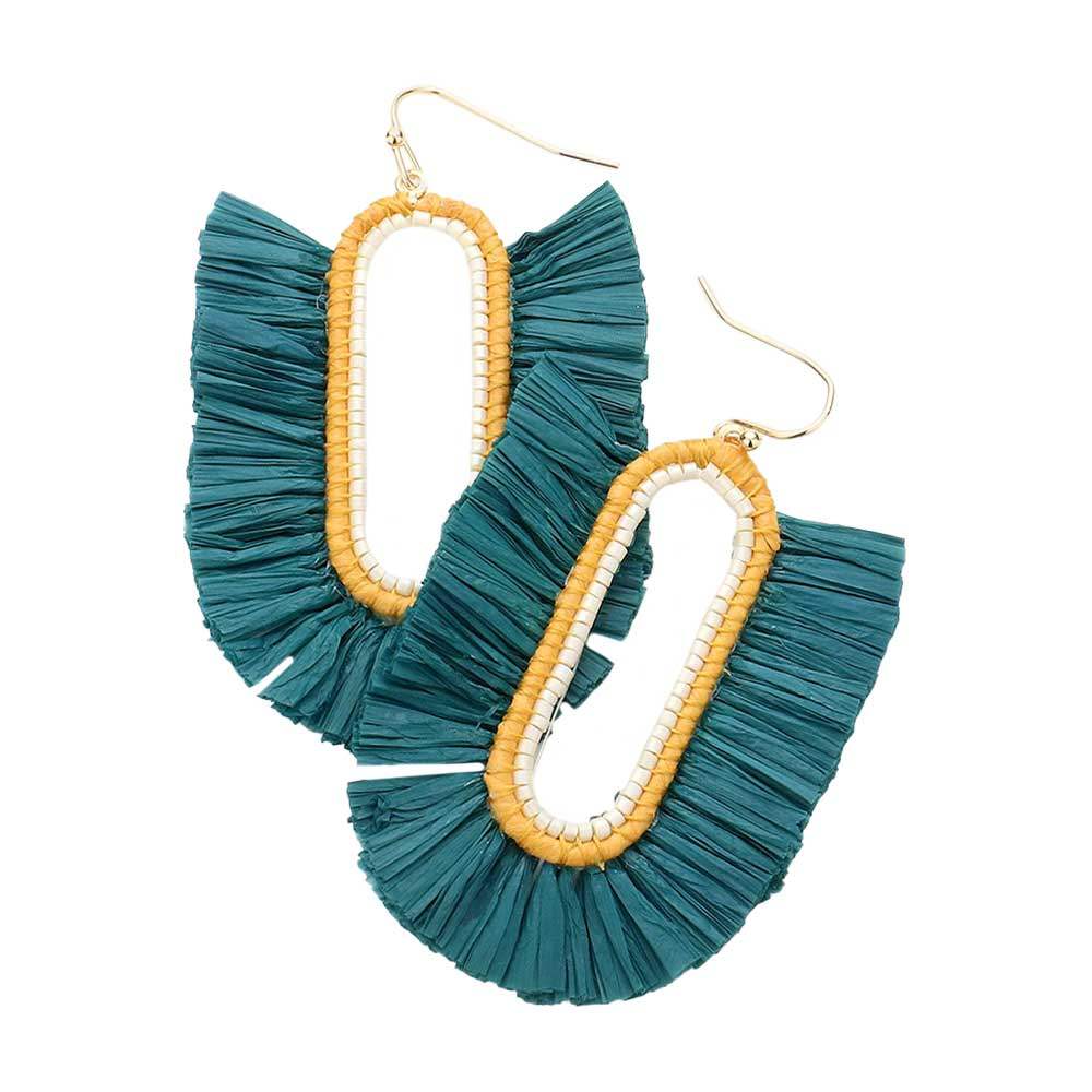 Raffia Trimmed Dangle Earrings - Madeline Love - Flyclothing LLC