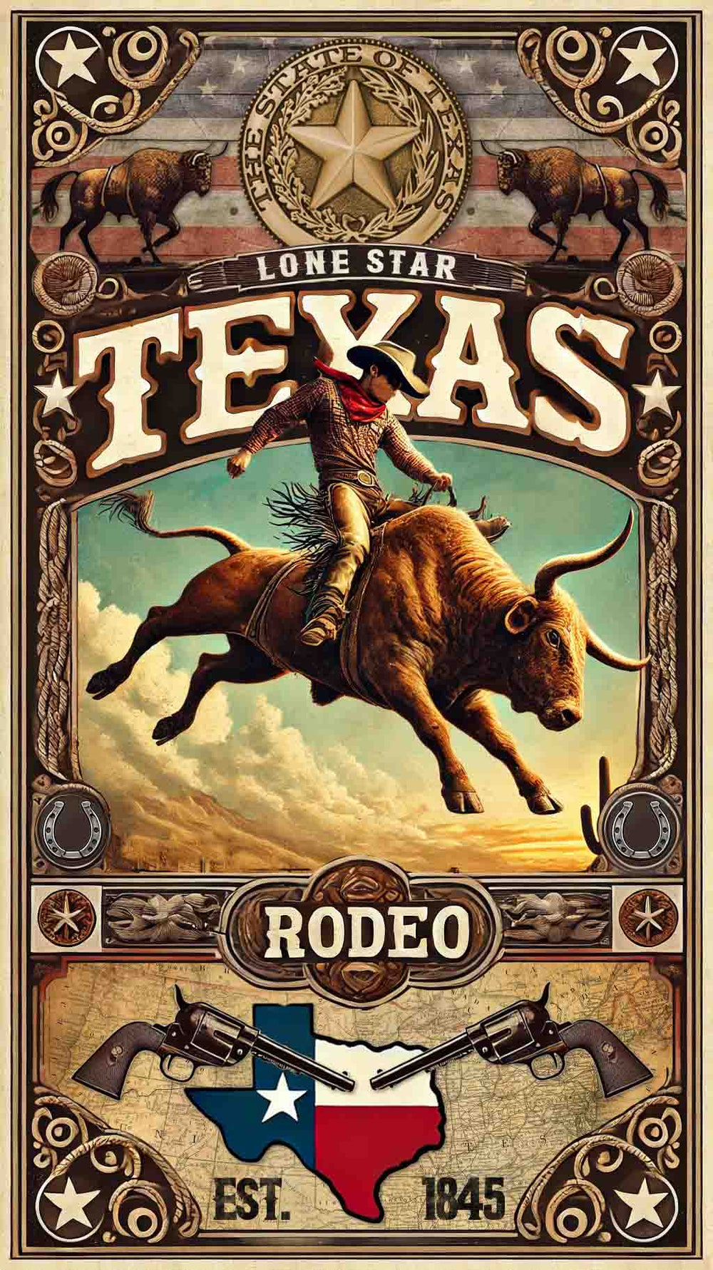 Black Market Art Company Texas Rodeo Poster & Art Print / Wall Art / Western Decor Print