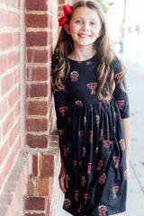 Texas Tech Black Raider Red 3/4 Sleeve Pocket Twirl Dress - Mila & Rose ® - Flyclothing LLC