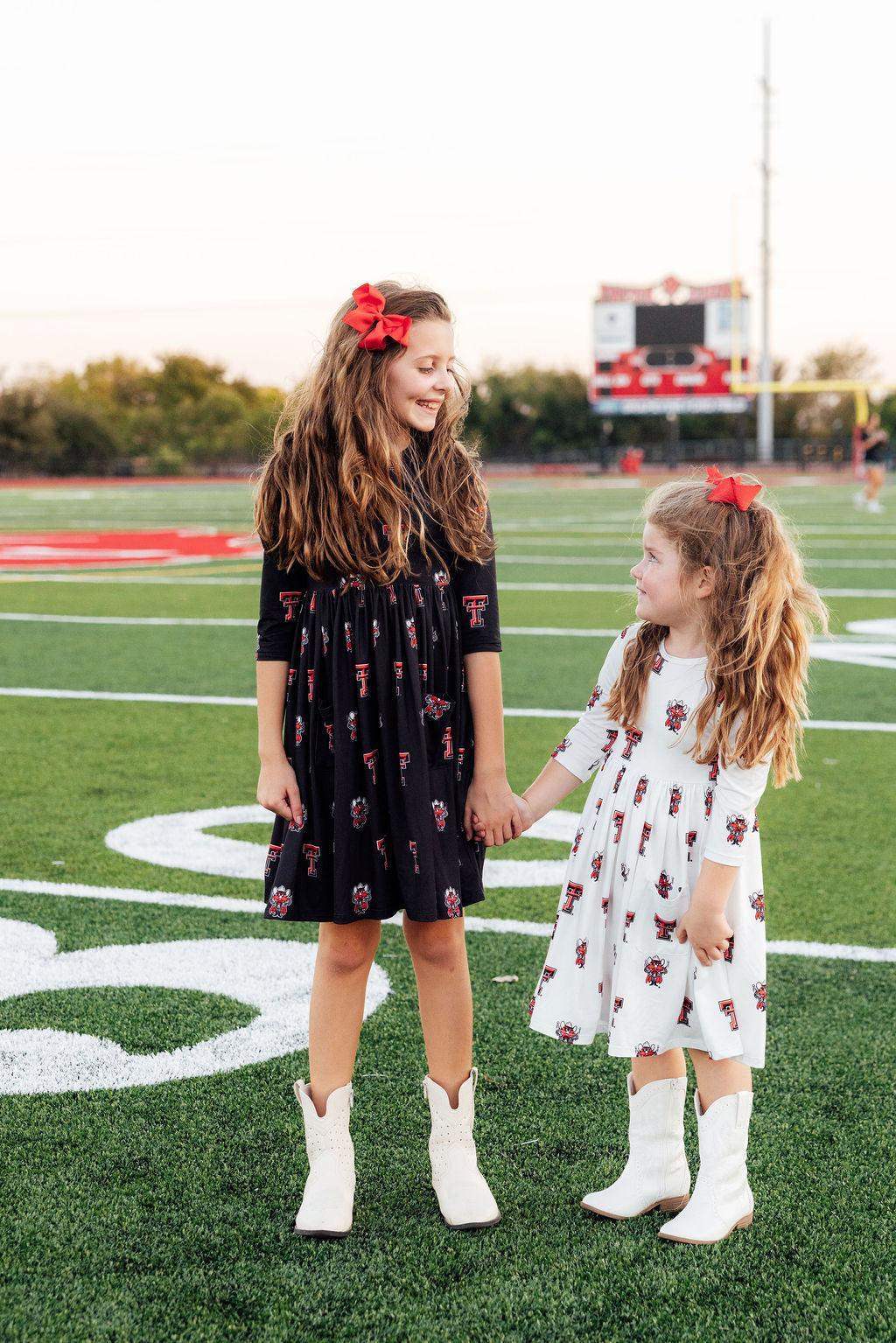 Texas Tech Black Raider Red 3/4 Sleeve Pocket Twirl Dress - Mila & Rose ® - Flyclothing LLC