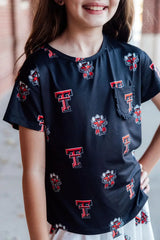 Texas Tech Black Raider Red Ruffle Pocket Tee - Mila & Rose ® - Flyclothing LLC