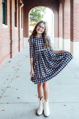 Texas Tech Plaid Raider Red 3/4 Sleeve Pocket Twirl Dress - Mila & Rose ® - Flyclothing LLC
