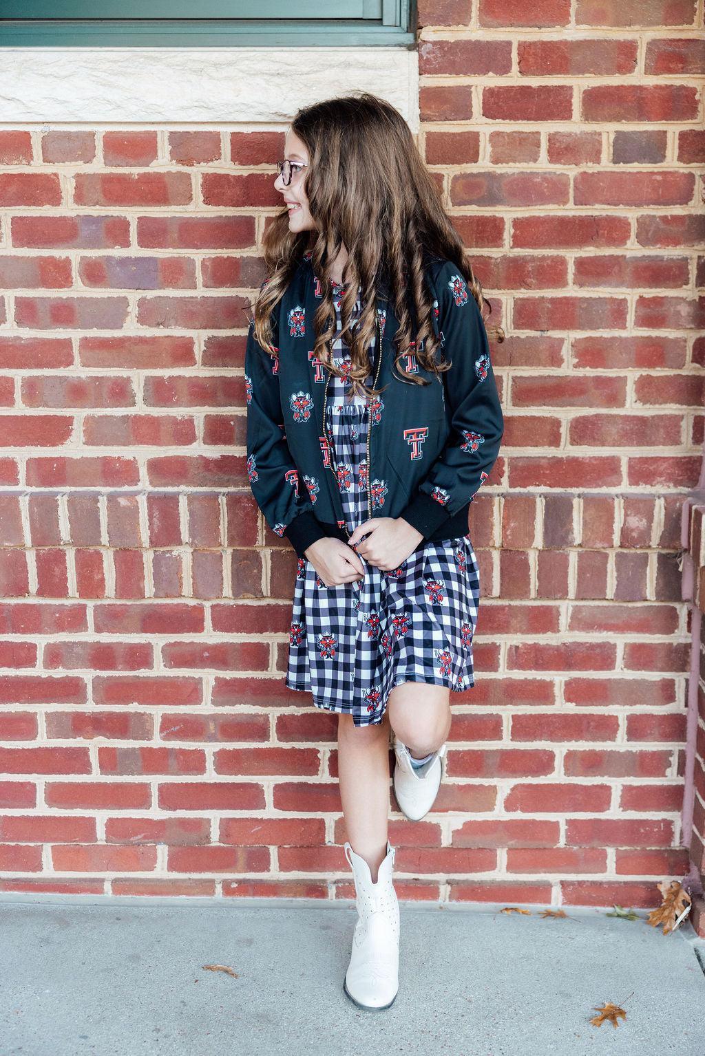 Texas Tech Plaid Raider Red 3/4 Sleeve Pocket Twirl Dress - Mila & Rose ® - Flyclothing LLC