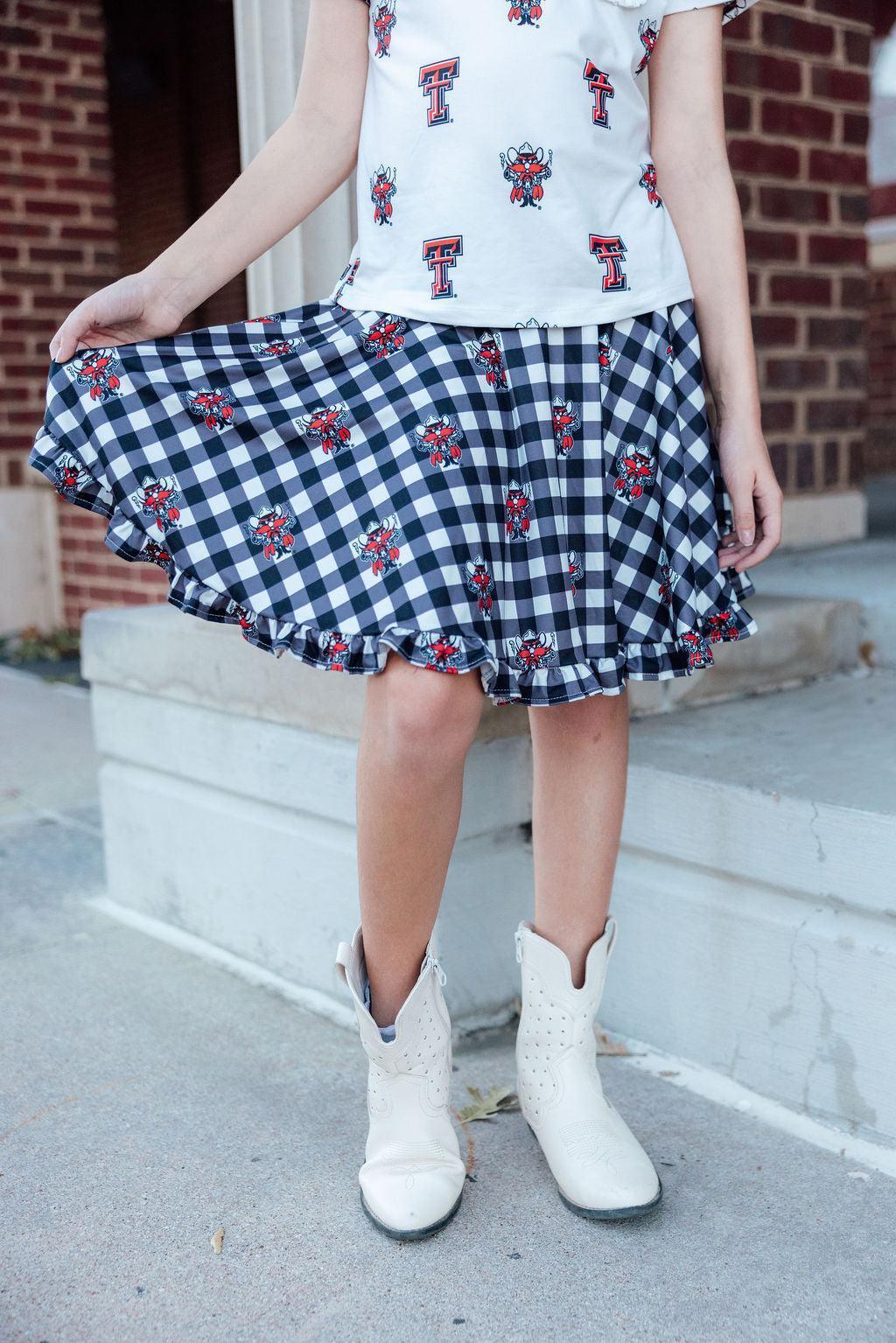Texas Tech Plaid Raider Red Twirl Skort - Mila & Rose ® - Flyclothing LLC