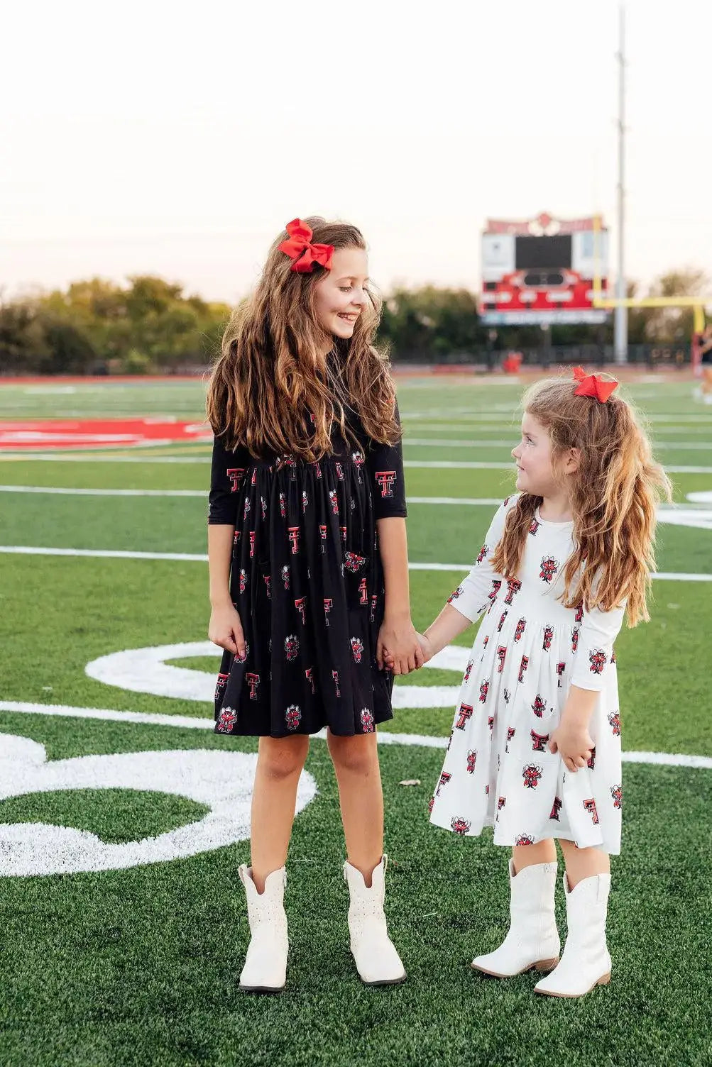 Texas Tech White Raider Red 3/4 Sleeve Pocket Twirl Dress - Mila & Rose ® - Flyclothing LLC