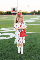 Texas Tech White Raider Red 3/4 Sleeve Pocket Twirl Dress - Mila & Rose ® - Flyclothing LLC