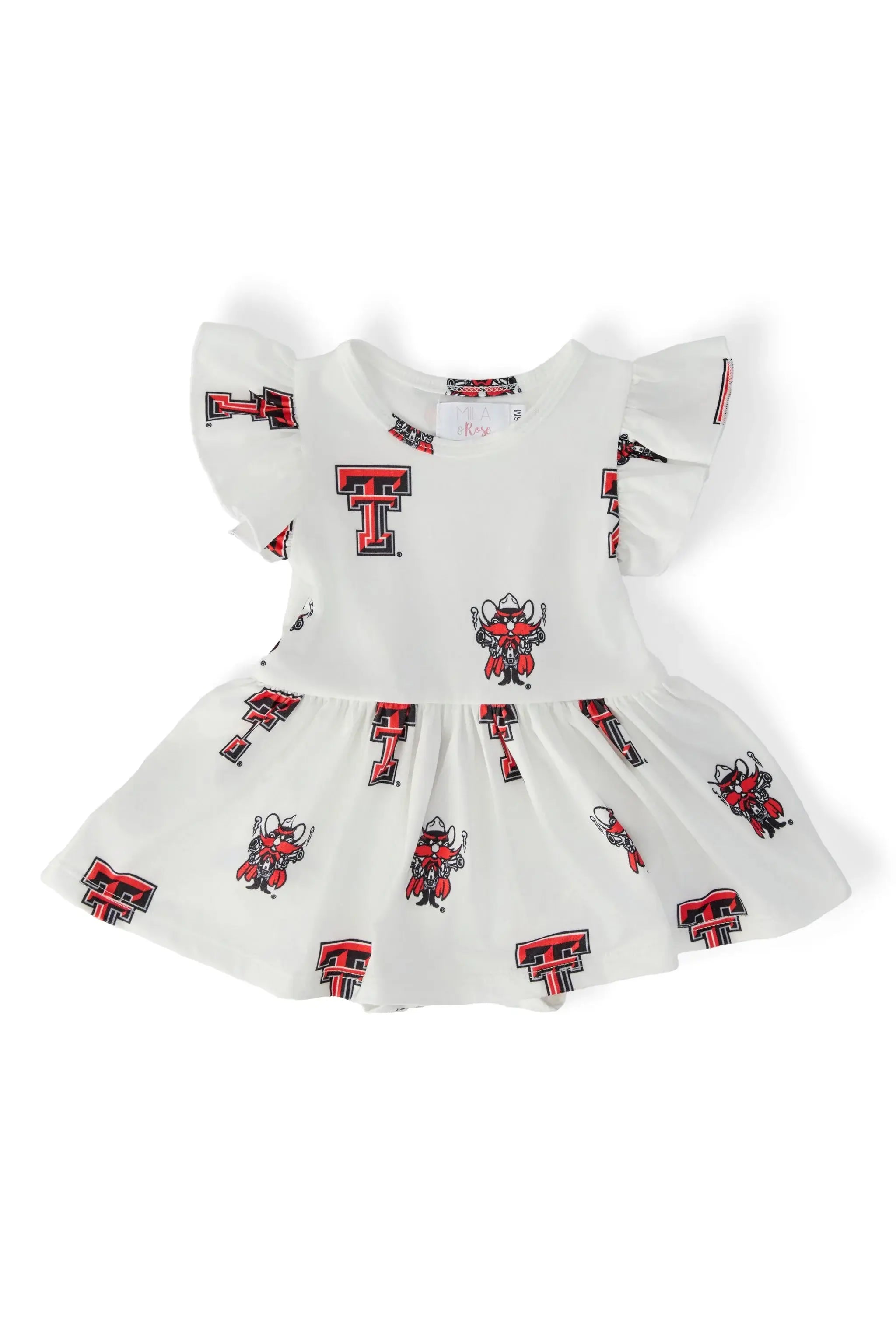 Texas Tech White Raider Red Flutter Twirl Bodysuit - Mila & Rose ® - Flyclothing LLC
