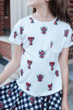 Texas Tech White Raider Red Ruffle Pocket Tee