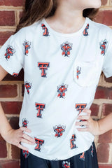 Texas Tech White Raider Red Ruffle Pocket Tee - Mila & Rose ® - Flyclothing LLC