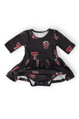 Texas Tech Black Raider Red 3/4 Sleeve Twirl Bodysuit - Mila & Rose ® - Flyclothing LLC