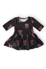 Texas Tech Black Raider Red 3/4 Sleeve Twirl Bodysuit - Mila & Rose ® - Flyclothing LLC