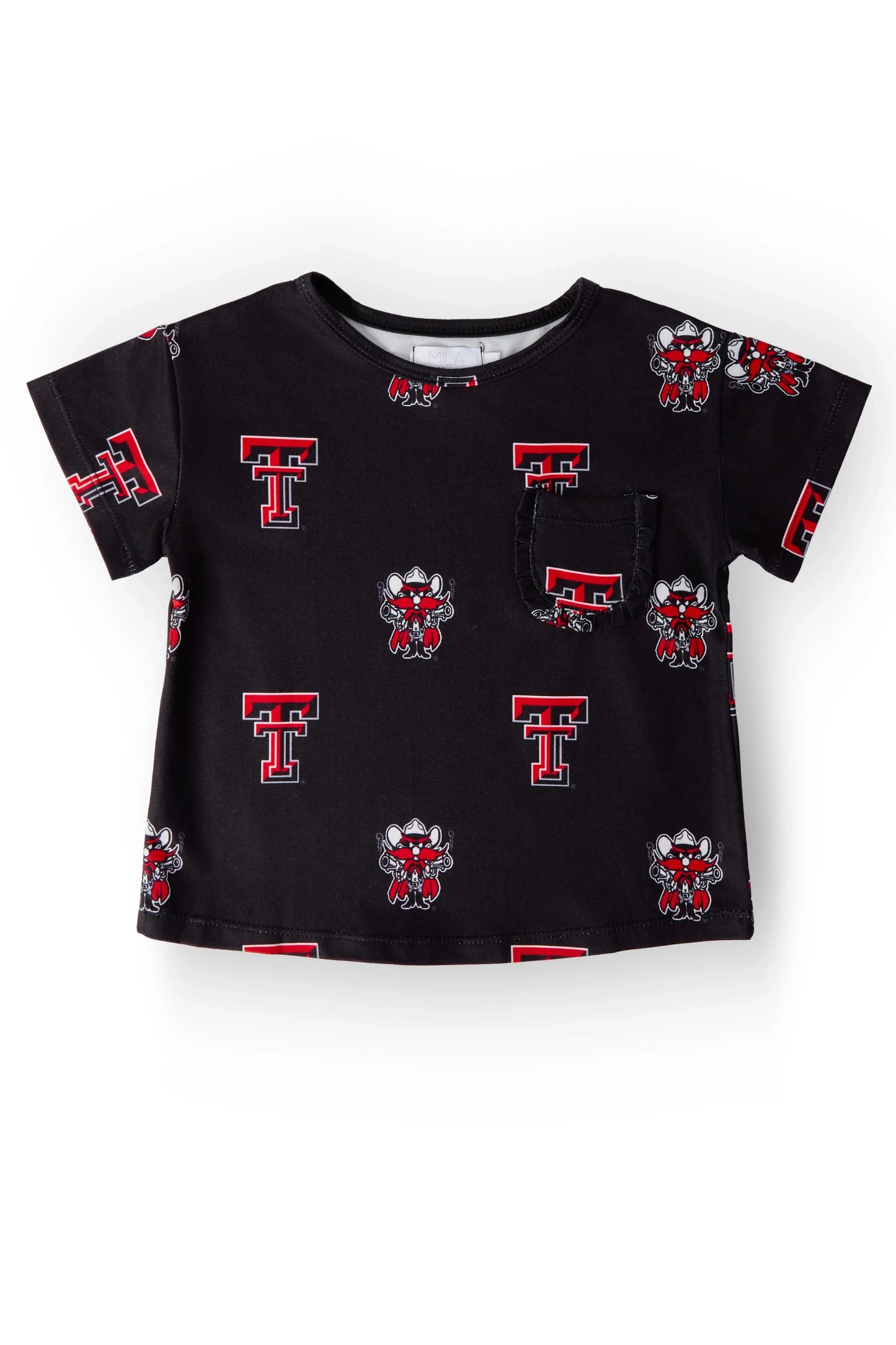 Texas Tech Black Raider Red Ruffle Pocket Tee - Mila & Rose ® - Flyclothing LLC