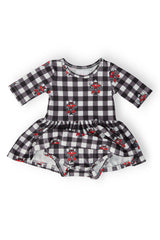 Texas Tech Plaid Raider Red 3/4 Sleeve Twirl Bodysuit - Mila & Rose ® - Flyclothing LLC