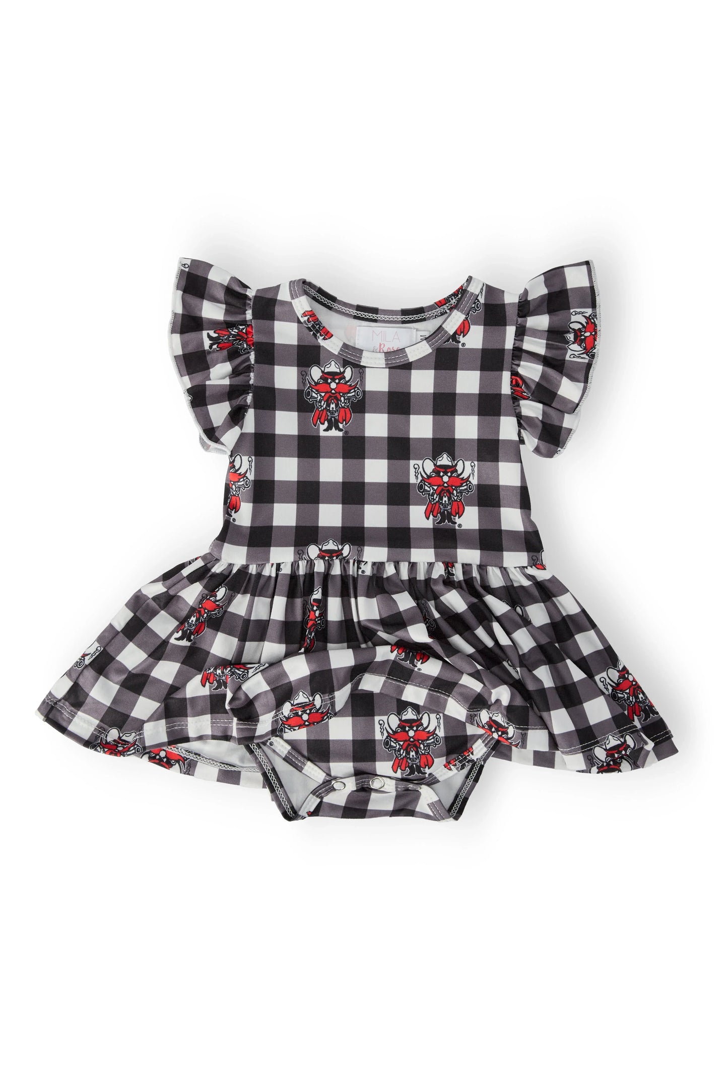 Texas Tech Plaid Raider Red Flutter Twirl Bodysuit - Mila & Rose ® - Flyclothing LLC