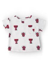 Texas Tech White Raider Red Ruffle Pocket Tee - Mila & Rose ® - Flyclothing LLC