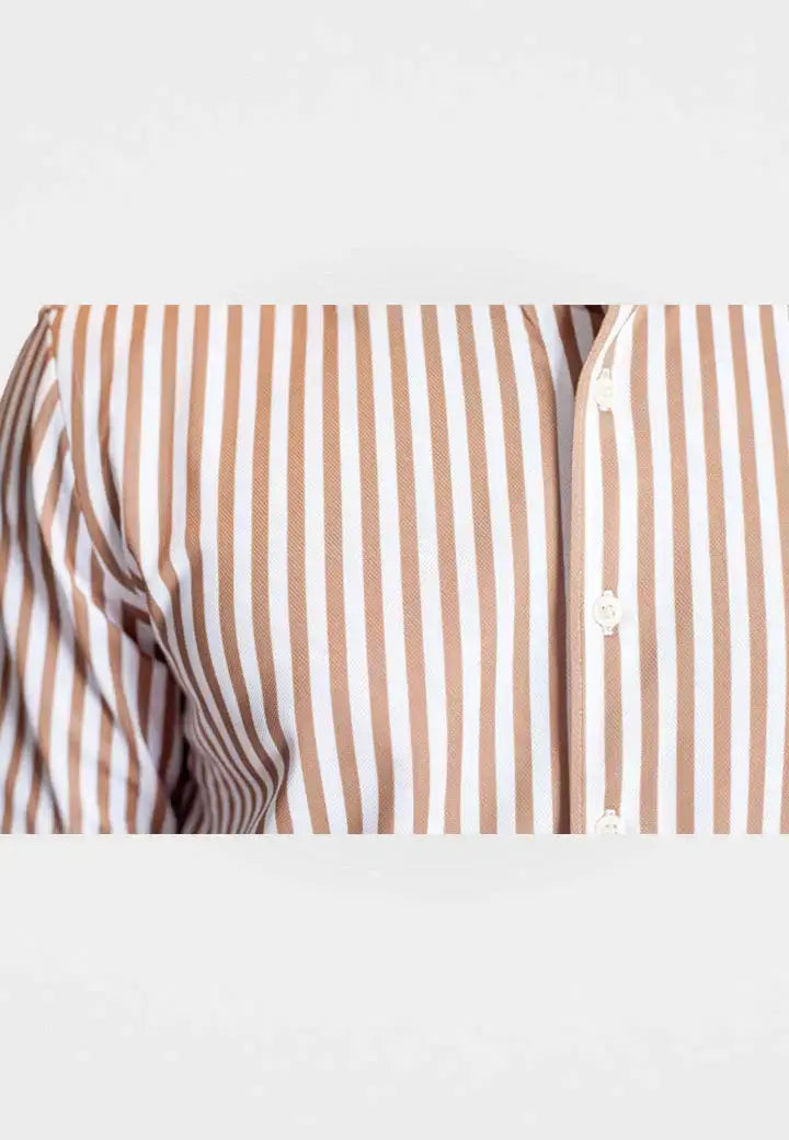 The Go Big Stripe Long Sleeve Tech Shirt - Espresso - Buki - Flyclothing LLC