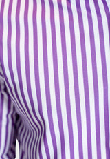 The Go Big Stripe Long Sleeve Tech Shirt - Grape