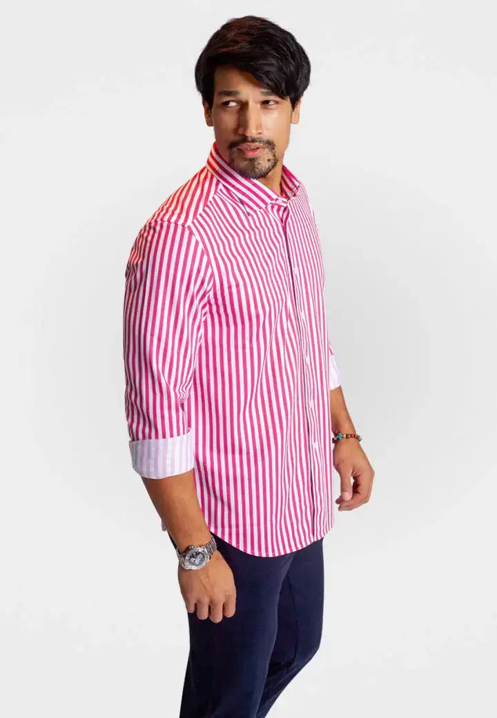 The Go Big Stripe Long Sleeve Tech Shirt - Sunset Stripe - Buki - Flyclothing LLC