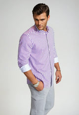 The Go Big Stripe Long Sleeve Tech Shirt - Grape - Buki - Flyclothing LLC