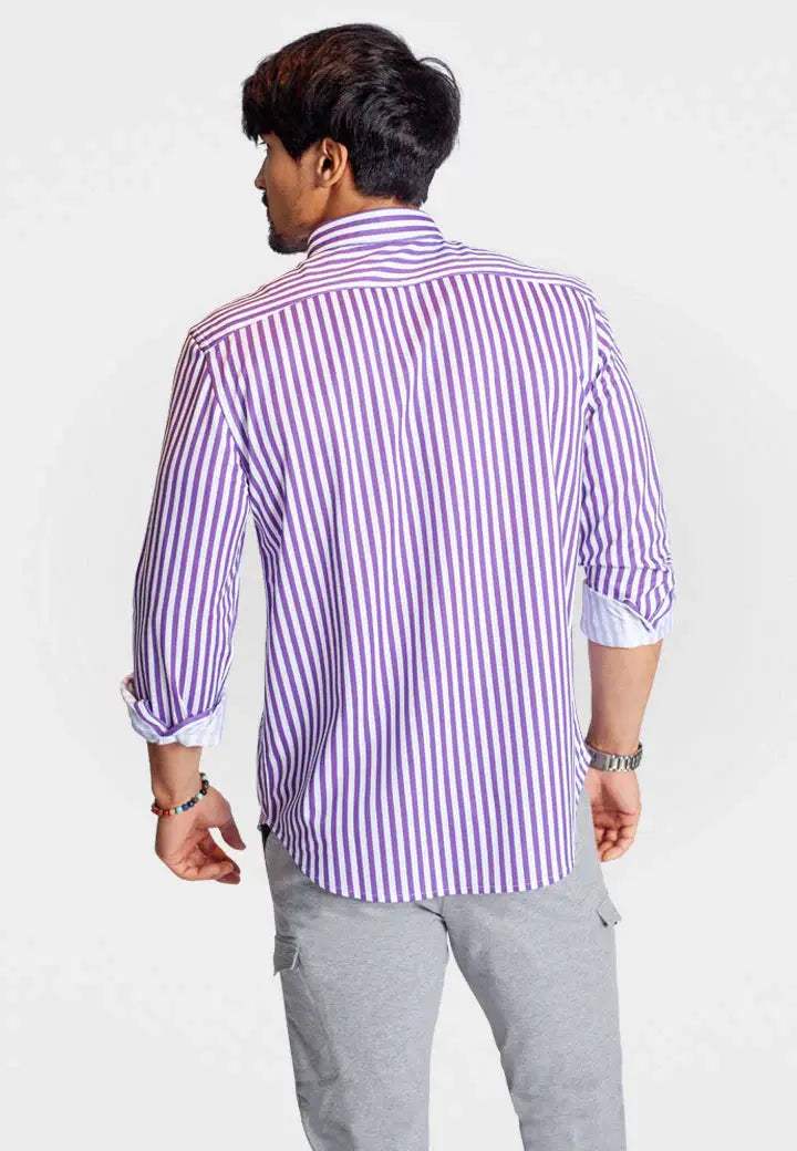 The Go Big Stripe Long Sleeve Tech Shirt - Grape - Buki - Flyclothing LLC