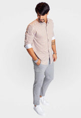 The Go Big Stripe Long Sleeve Tech Shirt - Espresso - Buki - Flyclothing LLC