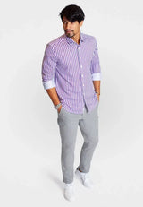 The Go Big Stripe Long Sleeve Tech Shirt - Grape - Buki - Flyclothing LLC