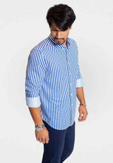 The Go Big Stripe Long Sleeve Tech Shirt - Royal Blue - Buki - Flyclothing LLC