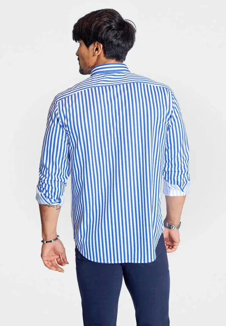 The Go Big Stripe Long Sleeve Tech Shirt - Royal Blue - Buki - Flyclothing LLC